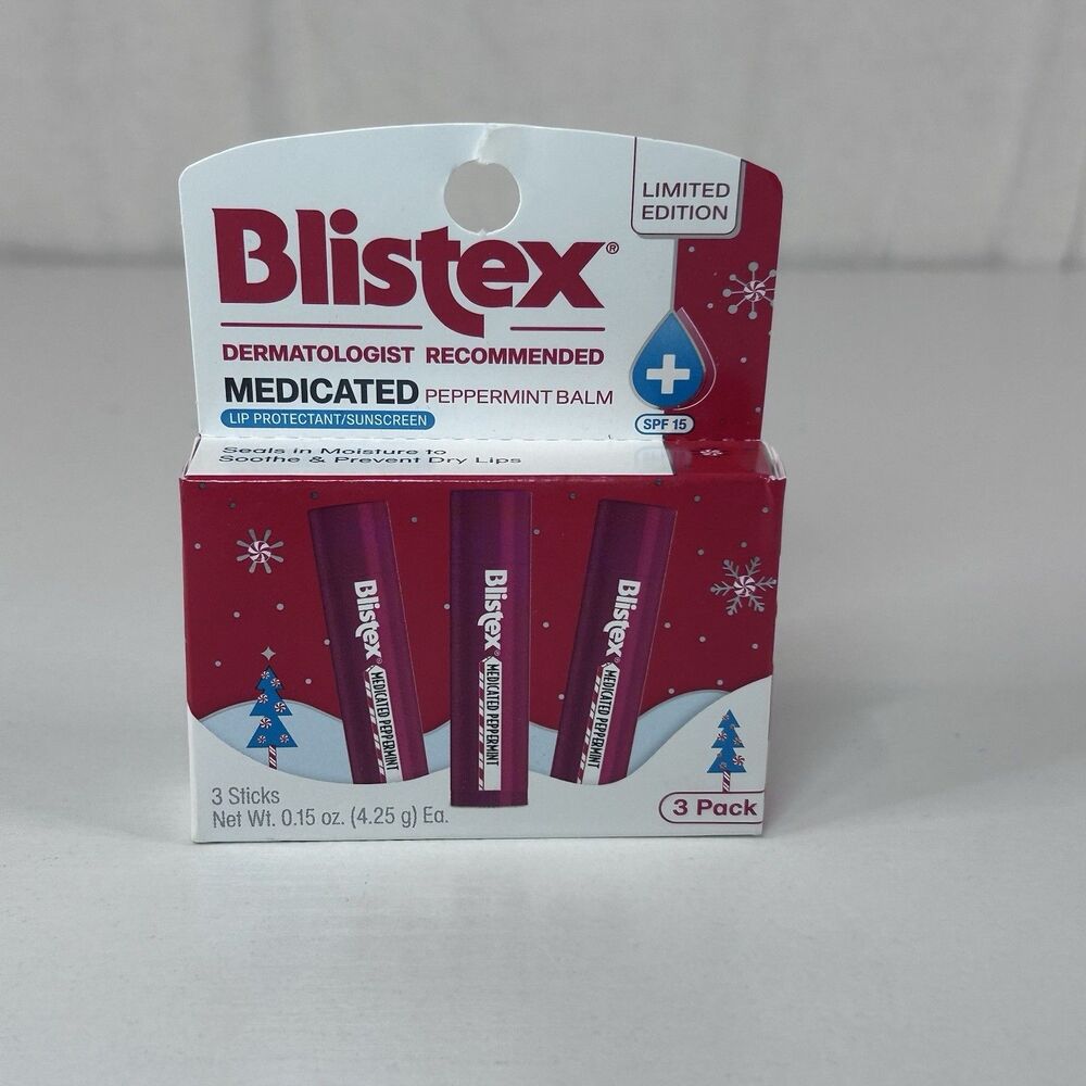 Blistex Medicated Lip Balm - Peppermint - 0.15oz 3 Pack SPF 15 Limited edition